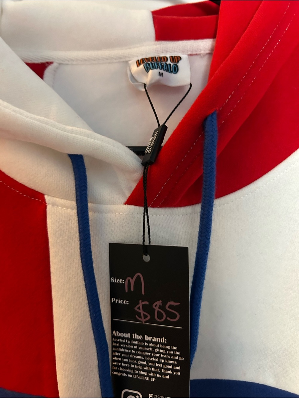 Leveled Up Buffalo Football Colorblock Hoodie - Red, Blue & White - Picture 4 of 4